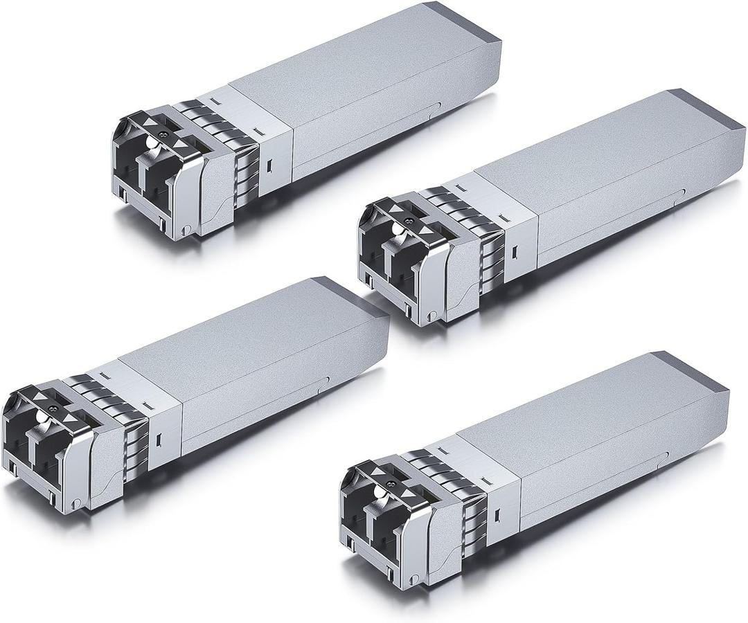 10Gtek 10GBase-SR SFP+ LC Transceiver, 10G 850nm Multimode SFP Module, up to 300 Meters, for Cisco SFP-10G-SR, Meraki MA-SFP-10GB-SR, Ubiquiti UniFi UF-MM-10G, Fortinet, Mikrotik and More, Pack of 4