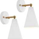 White Wall Sconces Set of Two, Modern Sconces Light Fixtures Hardwired with Metal Shade,Indoor Decor Arm Swing Lamp for Hallway,Bedroom,Living Room,Reading,Bedside,Kitchen,Nightstand