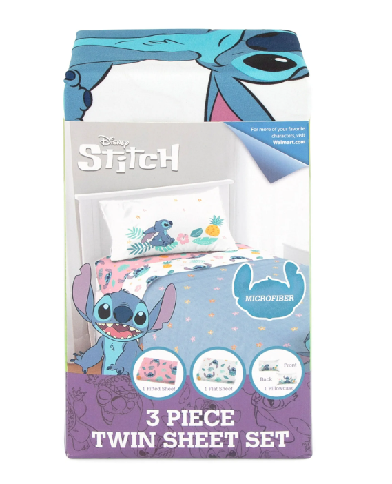 Lilo and Stitch Island Vibes Kids 3 Piece Pink Bed Sheet Set, Twin