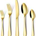 20-Piece Gold Silverware Set, ENLOY Flatware Cutlery Set Stainless Steel Utensils Service for 4, Heavy Duty Gift and Dishwasher Safe, Mirror Polished Dinner Knife, Fork, Spoon for Restaurant