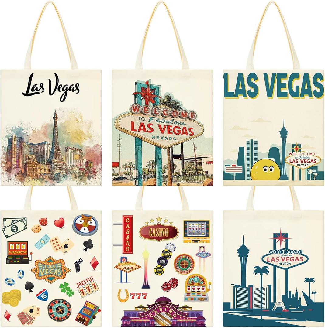 6 Pcs Tote Bag Watercolor City Souvenir Gift Women Travel Gifts Grocery Shopping Bag