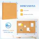 DOLLAR BOSS Cork Board Tiles, 6 Packs 12" x 12" 1/2" Thick Cork Bulletin Board Self Adhesive Corkboards for Walls with 60 Pushpins for Home Office Kitchen School Decor Display