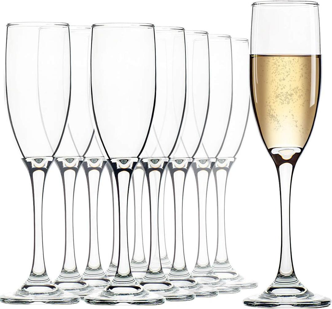 UMEIED Champagne Flutes Set of 12, 6 Oz Premium Champagne Glasses for Parties, Weddings, Classic Stemmed Glass, Crystal Clear