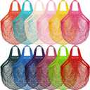 Shappy 12 Pack Reusable Mesh Grocery Bags Large Crochet Market Bag Cotton Kitchen Tote for Fruit Vegetable Storage (Bright Colors)