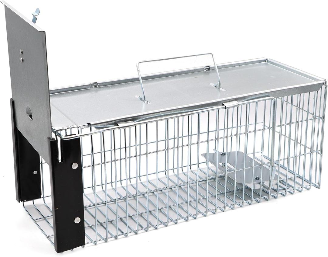 Squirrel/Chipmunk Trap  Heavy Duty Humane Live Cage for Rats, Mice, Weasels, and Other Small Rodents  Outdoor Reusable Steel Animal Trap for Pati