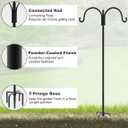 Double Shepherd Hooks for Outdoor, 76" Heavy Duty Bird Feeder Hangers Garden Hooks with 5-Prong Base, Outside Hanging Pole for Plant Baskets, Solar Light Lanterns, Wind Chimes, 1 Pack