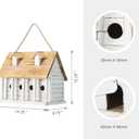 Glitzhome 14.25L Wood Hanging Birdhouse for Outdoors Oversized Distressed Cottage Painted Bird House Rustic Bird House for Bluebird Wren Chickadee Sparrow Bird Nest Box for Garden Patio, Washed White