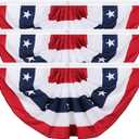 American Pleated Fan Flags, 2x4Ft Patriotic Bunting, US Bunting flags Outdoor for Memorial Day 4th of July Decorations Flags (3 Pack)