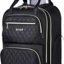 Rolling Backpack for Women, 15.6 Inch Travel Laptop Wheeled Backpack, 30L Roller Carry on Luggage for Adults Business College Work Overnight, Stylish Personal Item Suitcase, Black
