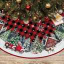 EKOREST Christmas Tree Skirt 48 Inches, Red Buffalo Plaid with Truck Pencil Tree Skirt, Winter Xmas Tree Mat Decorations for Home Party Holiday Decorations