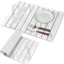 Large Stone Dish Drying Mats for Kitchen Counter, 24"×16" Marble-Pattern, Fast Drying Collapsible Dish Drying Mat, Eco-Friendly Absorbent Diatomaceous Earth Mats for Dishes Bottles, Match Countertop