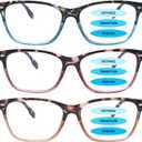 CLASAGA Progressive Multifocus Reading Glasses for Women, Pattern Print Blue Light Block Stylish Ladies Computer Readers (3 Mix-2)