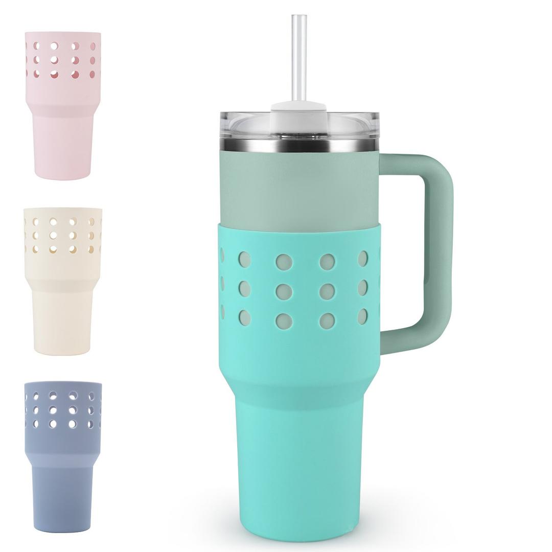 Water Bottle Sleeve Anti-Scratch Heat-Resistant Protective Water Bottler Non-slip Silicone Boot Sleeve Tumbler Accessories, Sky Blue