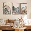 Peryiter 3 Pcs Mountain Metal Wall Art Mountain Line Wall Decor Abstract Minimalist Rustic Nature Decor for Home Bathroom Living Room(Vibrant Colors)