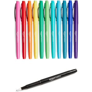 Amazon Basics Felt Tip Marker Pens, Assorted Colors, for Art Projects, Writing, Drawing, and Journaling, 12-Pack