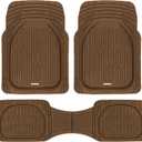 Motor Trend FlexTough Deep Dish All-Weather Floor Mats, Waterproof Trim-To Fit Mats for Cars, Trucks, SUVs - Universal Automotive Floor Liners, Car Accessories, Brown