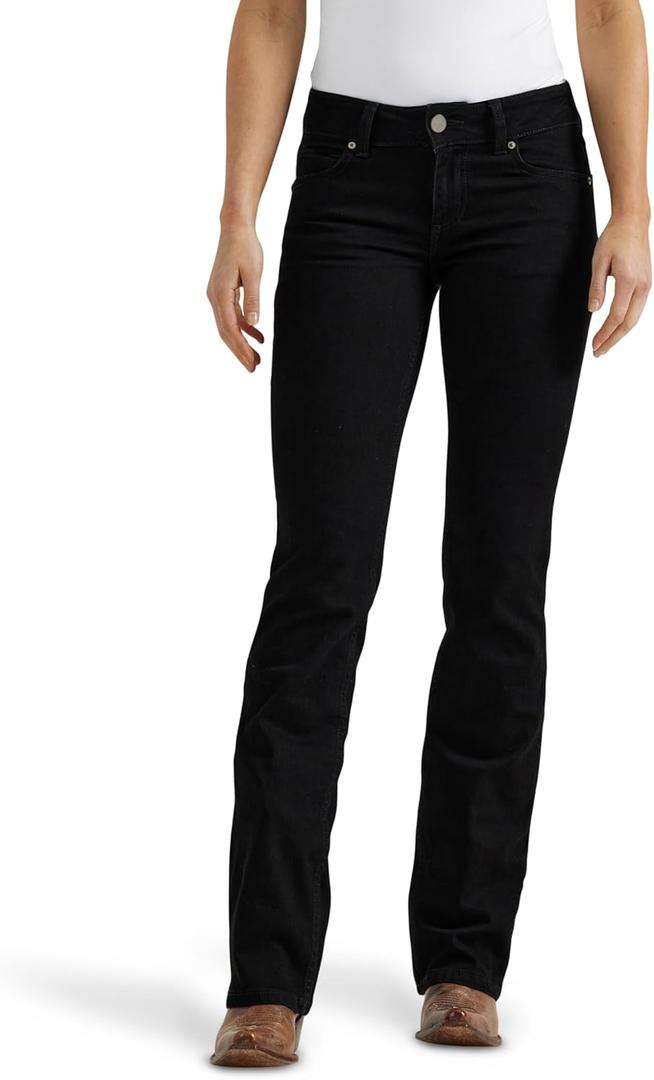 Wrangler Women's Western Mid Rise Stretch Boot Cut Jean (Black) 30/9 X 36