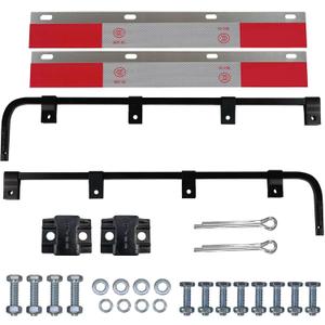 2 PCS Black Straight Bar Mud Flap Hanger Bracket Complete Kit & Aluminum Mud Flap Reflector Fender Reflective Tape Fit for Semi Trucks Trucks, Trailers, RVs and More