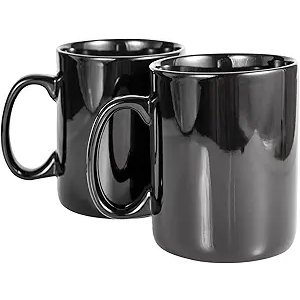 30oz Super Large Ceramic Coffee Mugs Large Handles Set of 2 (black)