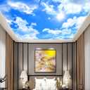 Eierme-Blue Sky Background with White Clouds Mural Wallpaper Peel and Stick 90" x 67"