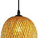 AOODU Rustic Rattan Pendant Light Bamboo Pendant Lighting fixtures 1-Lights Farmhouse Wicker Shade Basket Woven Chandelier for Dining Room Kitchen Island Living Room,E26