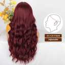 Lativ Wine Red Wig with Bangs Long Wavy Wigs for Women Curly Synthetic Heat Resistant Fibre Burgundy Wigs for Girls Daily Party Use 26 Inches