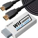 PORTHOLIC Wii to HDMI Converter 1080P with 5ft High Speed HDMI Cable Wii2 HDMI Adapter Output Video&Audio with 3.5mm Jack Audio, Support All Wii Display 720P, NTSC, Compatible with Full HD Devic