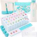 1.2'' American Mahjong Set 160 Mahjong Tiles, Botanical Style, Blue, 1.2 x 0.9 x 0.5 inches