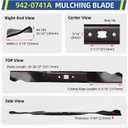 GICOOL 21 Inch Mulching Blade for MTD Troy-Bilt Cub Cadet Craftsman Lawn Mowers, Fits TB110 TB230 TB240 TB210, Replaces 942-0741A 742-0741A 742-04100 942-0741 CMXGZAM100067, 2 Pack