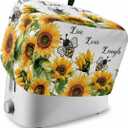 Farmhouse Toaster Cover 2 Slice with Pockets, Sunflower Cute Bee Yellow Floral Summer Rustic Dustproof Cover for Kitchen Small Appliances and Fingerprint Protection, Kitchen Bread Machine Protector