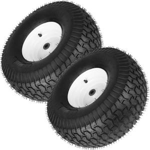 20x8-8 Lawn Mower Tires with Rim (with KEYWAY), Natural Rubber Turf Tire for Riding Lawn Mowers | Pneumatic 4 Ply Tubeless | 3.5" Offset | Bore ID 3/ 4" | 965 Pounds Capacity 2PCS