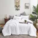Houseri White Comforter Queen Size Boho Set Full Tufted Jacquard Bedding Sets Plain Shabby Chic Farmhouse Girls All Bed