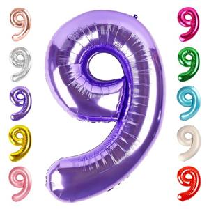 40 Inch Purple Numbers 9 Balloon, Balloons Decorations for 9 19 90 Birthday Party, Engagement, Wedding, Graduations, Photo Shoot Supplies