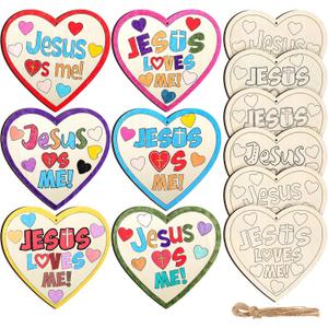 12 Sets Jesus Loves Me Wooden Craft Sunday School VBS Crafts Kit DIY Christian Religious Bible Craft Activities for Church Home Vbs Activity