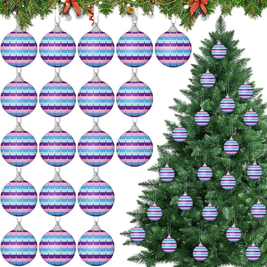 Mimorou 24 Pcs Christmas Ball Ornaments Bulk Video Game Themed Christmas Tree Hanging Ornaments Colorful Fabric Wrapped Piata Decoration for Xmas Tree Gaming Birthday Holiday Party Favor