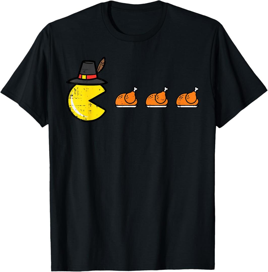 Thanksgiving Video Game Eating Turkey Gamer Men Women Kids T-Shirt, 2X