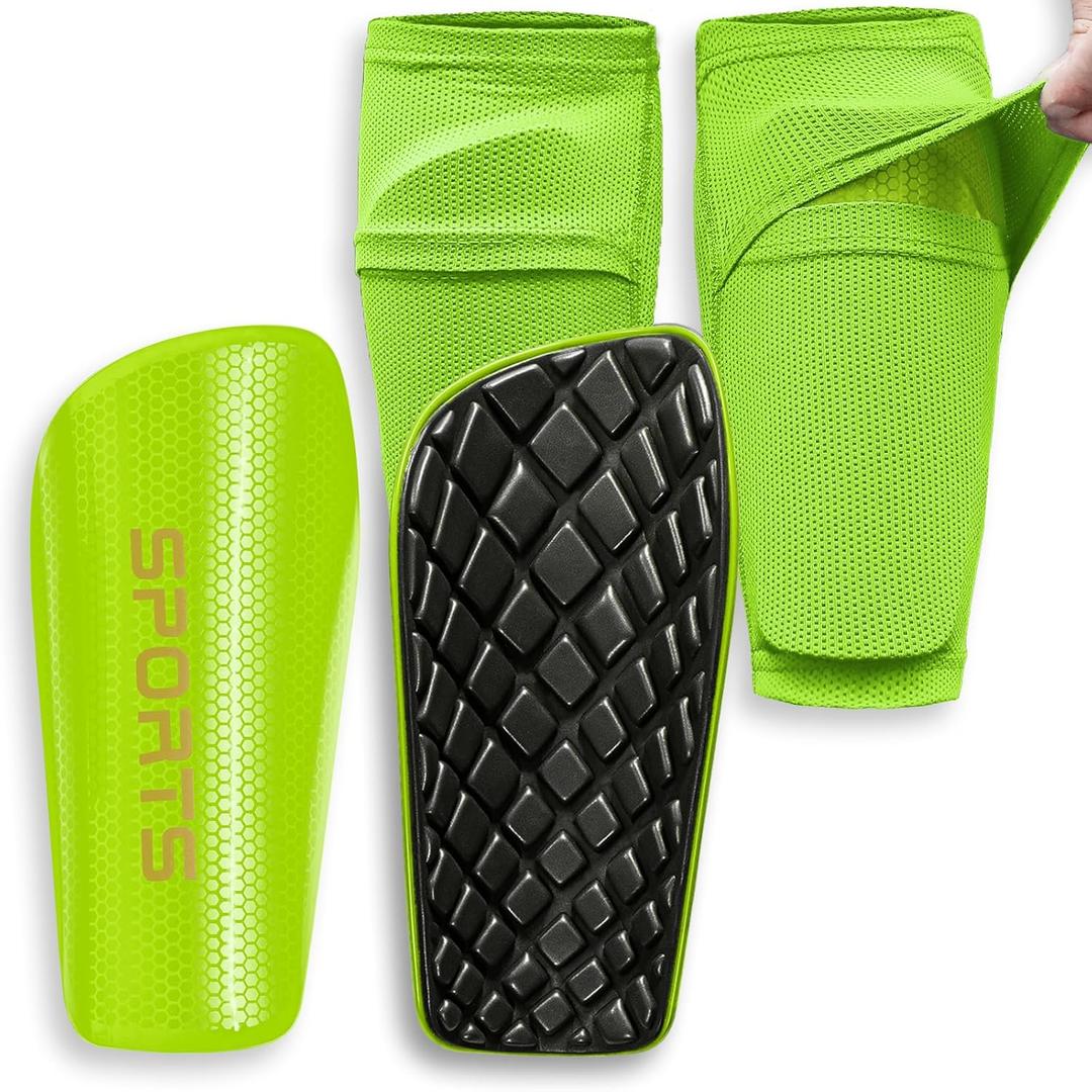 LPONJAR Soccer Shin Guards for Kids Youth Adults - Shin Pads and Sleeves with Optimized Insert Pocket for Boys Girls Men Women for Football Games - Protective Soccer Equipment