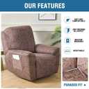 Eco-Ancheng Recliner Slipcovers 4-Pieces Lazyboy Recliner Covers Recliner Couch Covers Recliner Chair Cover Non Slip Reclining Slipcovers with Storage Pockets Furniture Protector for Living Room
