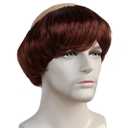 Short Monk Wig Brown Funny Wigs for Adults Cosplay Monk Costume Men Halloween Bald Wig Ugly Wigs for Friar Costume Christmas Themed Party Outfit +Hair Cap