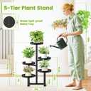 5 Tier Metal Plant Stand Indoor, Tiered Corner Plant Holders for Multiple Plants, 27 Inch Tall Flower Pot Holde Display Stand for Patio Garden Living Room Balcony Bedroom, Black