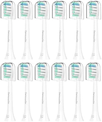 Densuuclin Toothbrush Replacement Heads for Philips Sonicare and More Click-on Handles 12 Pack White