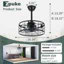 16.5 Inch Caged Ceiling Fans with Lights,Black Fandelier
