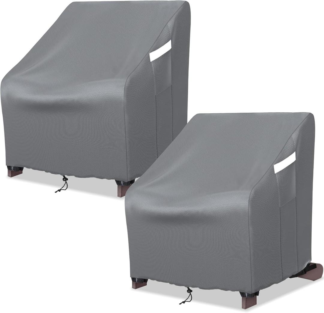STARTWO Patio Adirondack Chair Covers, 2 Pack Waterproof Outdoor Chair Covers for Lawn Furniture Size Up to 33W x 35D x 38.5H inch, Grey