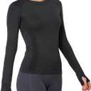 MathCat Workout Shirts for Women Long Sleeve, Workout Tops for Women, Quick Dry Gym Athletic TopsSeamless Yoga Shirts (Medium, Black)