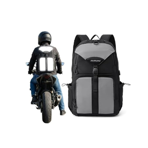 Oumurs Reflective Motorcycle Helmet Backpack, 35L Riding Backpack with Hidden Helmet Net, Hi-Vis Commuter Bag, 1680D Water-Resistant Travel Backpack with Laptop Compartment, Ventilated Back