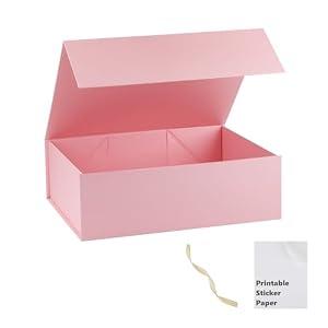 MUMUPACK Pink Gift Box,16x14x5.3 Large Gift Boxes With Lids For Presents Includes Ribbon And Diy Printable Sticker Paper,Bridesmaid Proposal Box,Magnetic Gift Box For Birthday,Wedding,Graduation