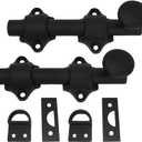 QCAA Solid Brass Dutch Door Bolt, 4", Matte Black, Made in Taiwan, 2 Pack