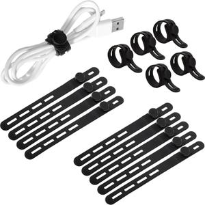 15-Pack Cord Organizer Straps, Cable Ties for Elastic Cable Management with Locking Buckle, Wire Organizers for Cords, Cord Organizer for Appliances Cord Ties for Home, Office, and Travel Use, Black