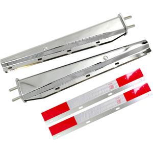 Stainless Steel Straight Spring Loaded Mud Flap Hanger Set 2.5" Bolt Spacing 30" Length with Aluminum Reflective Tapes fit for Semi Trucks, 2 pcs