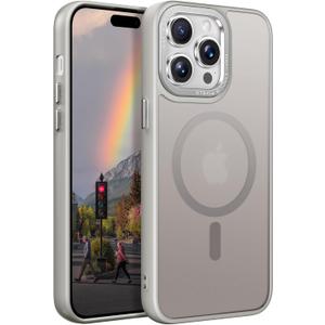 3 x Magnetic Designed for iPhone 14 Pro Case [Military-Grade Drop Tested] [Compatible with Magnet] Slim Frosted Case for iPhone 14 Pro Phone Case (6.1"), Gray